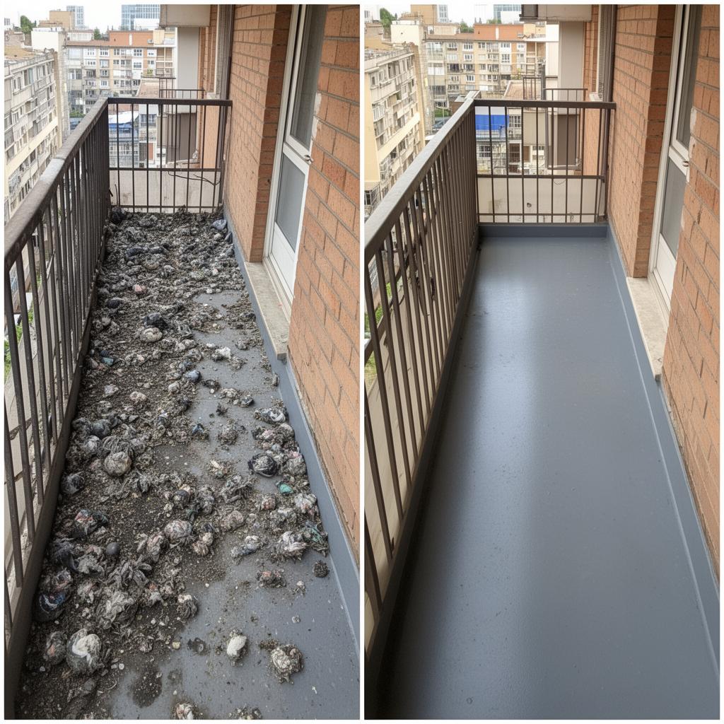 Avant et après nettoyage fiente de pigeon à Pessac