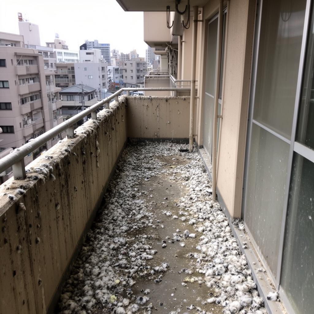Balcon contaminé par les fientes de pigeon — nettoyage particulier NHC