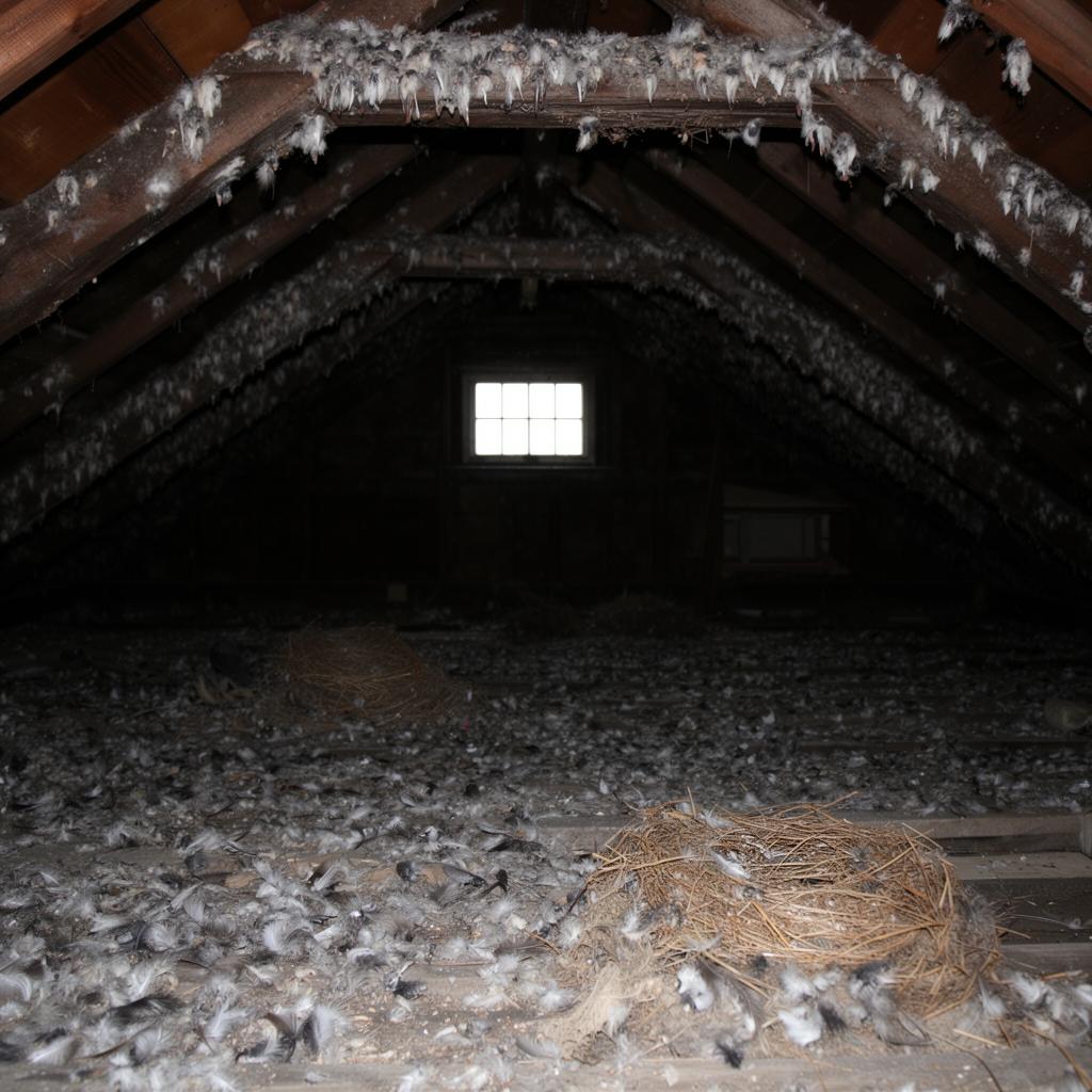 Combles contaminés par les fientes de pigeon — nettoyage NHC